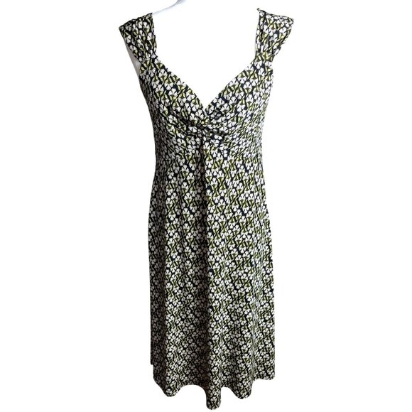 Tiana B Dress Black Green A-line Midi Comfy Fit Flare Preppy Fall Layers Women M - Picture 1 of 11